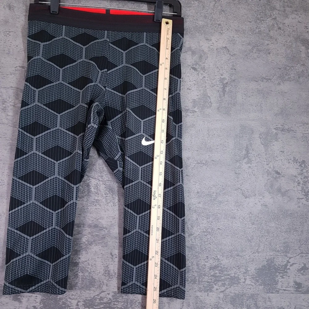 NIKE Pro Elite Track &‎ Field 3/4 Tights Pants Womens LARGE Black Grey Red USA